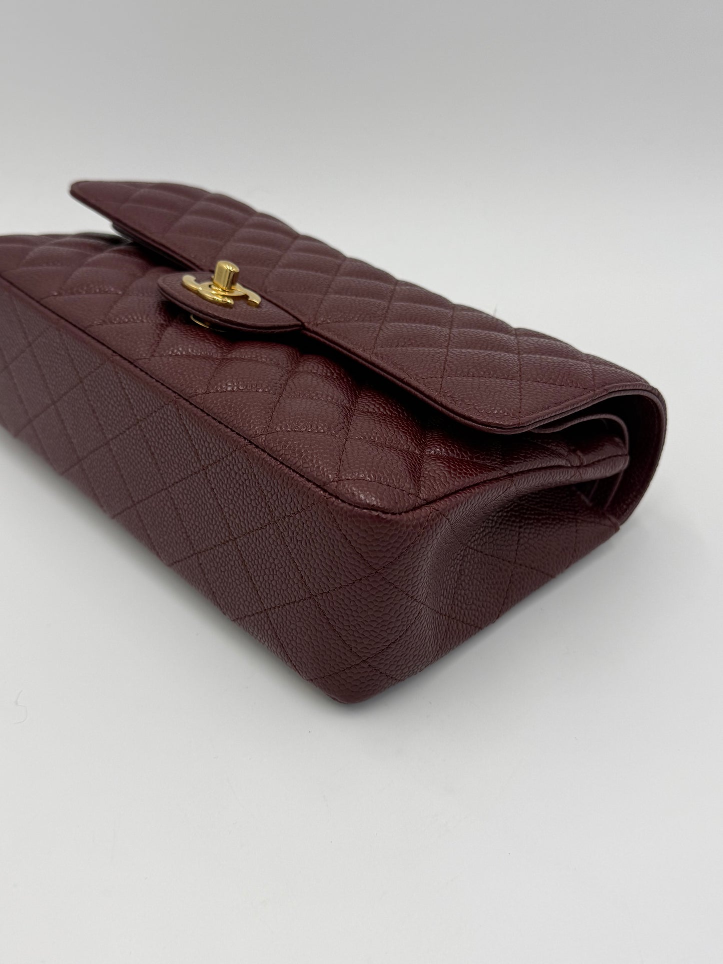Chanel Borsa Classic Medium Double Flap Bag Pelle Caviar Bordeaux