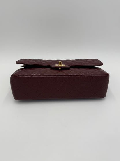Chanel Borsa Classic Medium Double Flap Bag Pelle Caviar Bordeaux