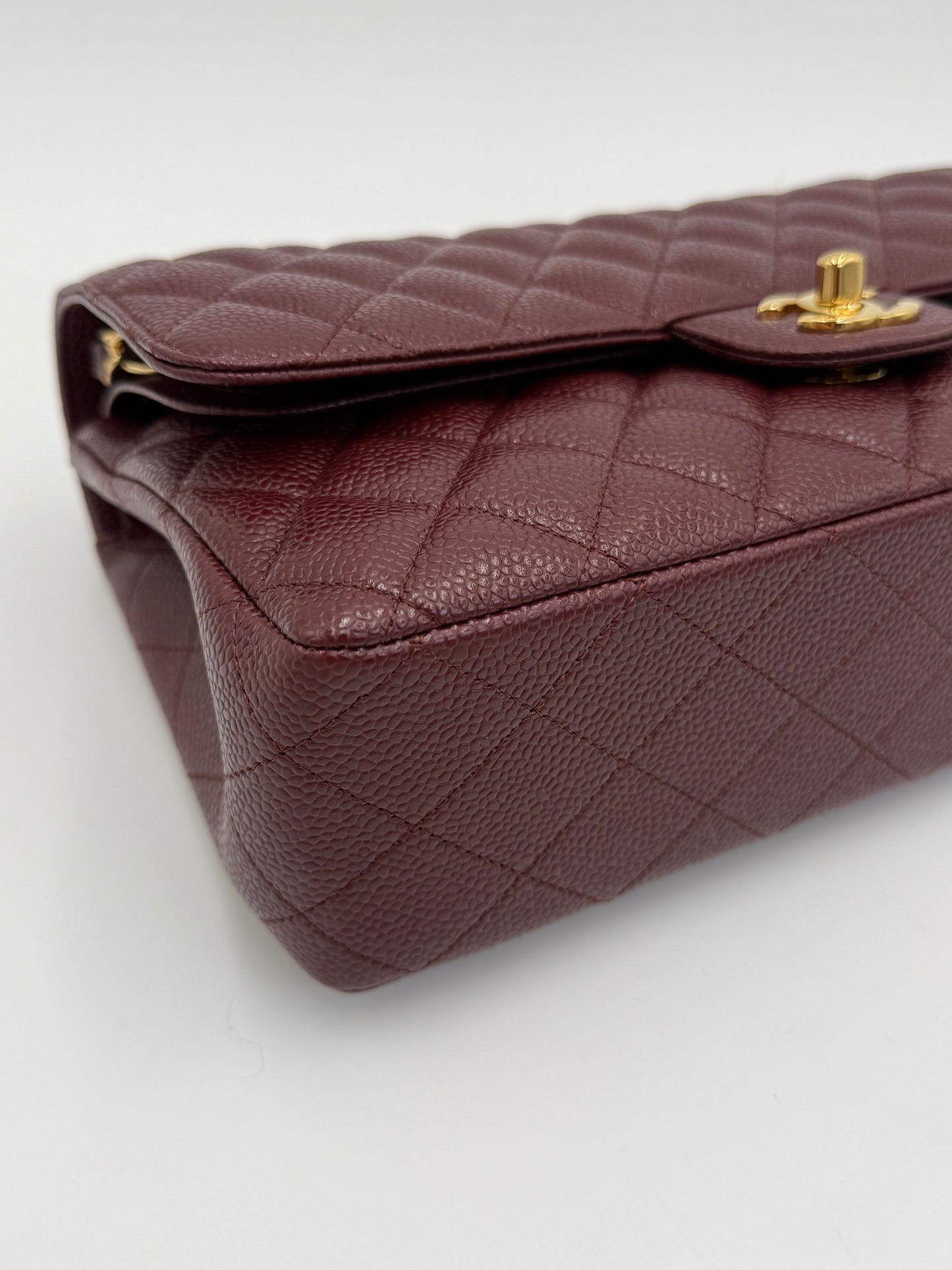 Chanel Borsa Classic Medium Double Flap Bag Pelle Caviar Bordeaux