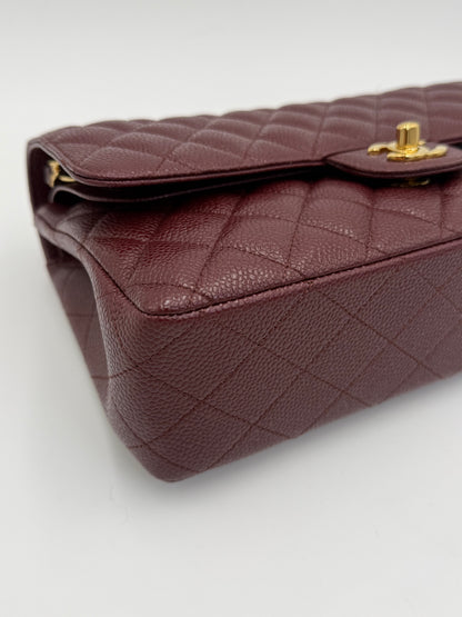 Chanel Borsa Classic Medium Double Flap Bag Pelle Caviar Bordeaux