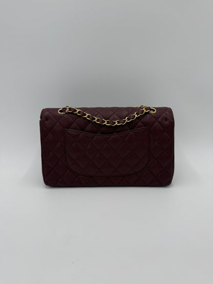 Chanel Borsa Classic Medium Double Flap Bag Pelle Caviar Bordeaux