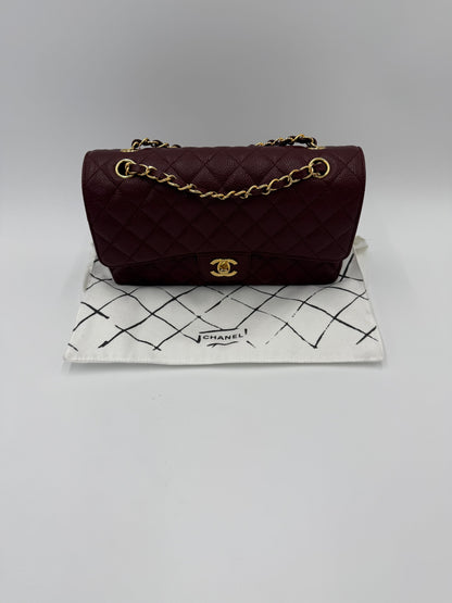 Chanel Borsa Classic Medium Double Flap Bag Pelle Caviar Bordeaux