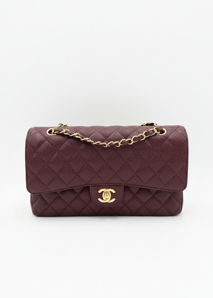 Chanel Borsa Classic Medium Double Flap Bag Pelle Caviar Bordeaux