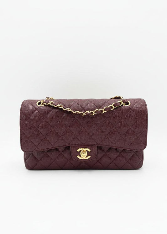 Chanel Borsa Classic Medium Double Flap Bag Pelle Caviar Bordeaux - Pally Vintage Closet