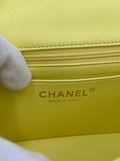 Chanel Borsa Classic Mini Rectangular Flap Bag Giallo Pastello