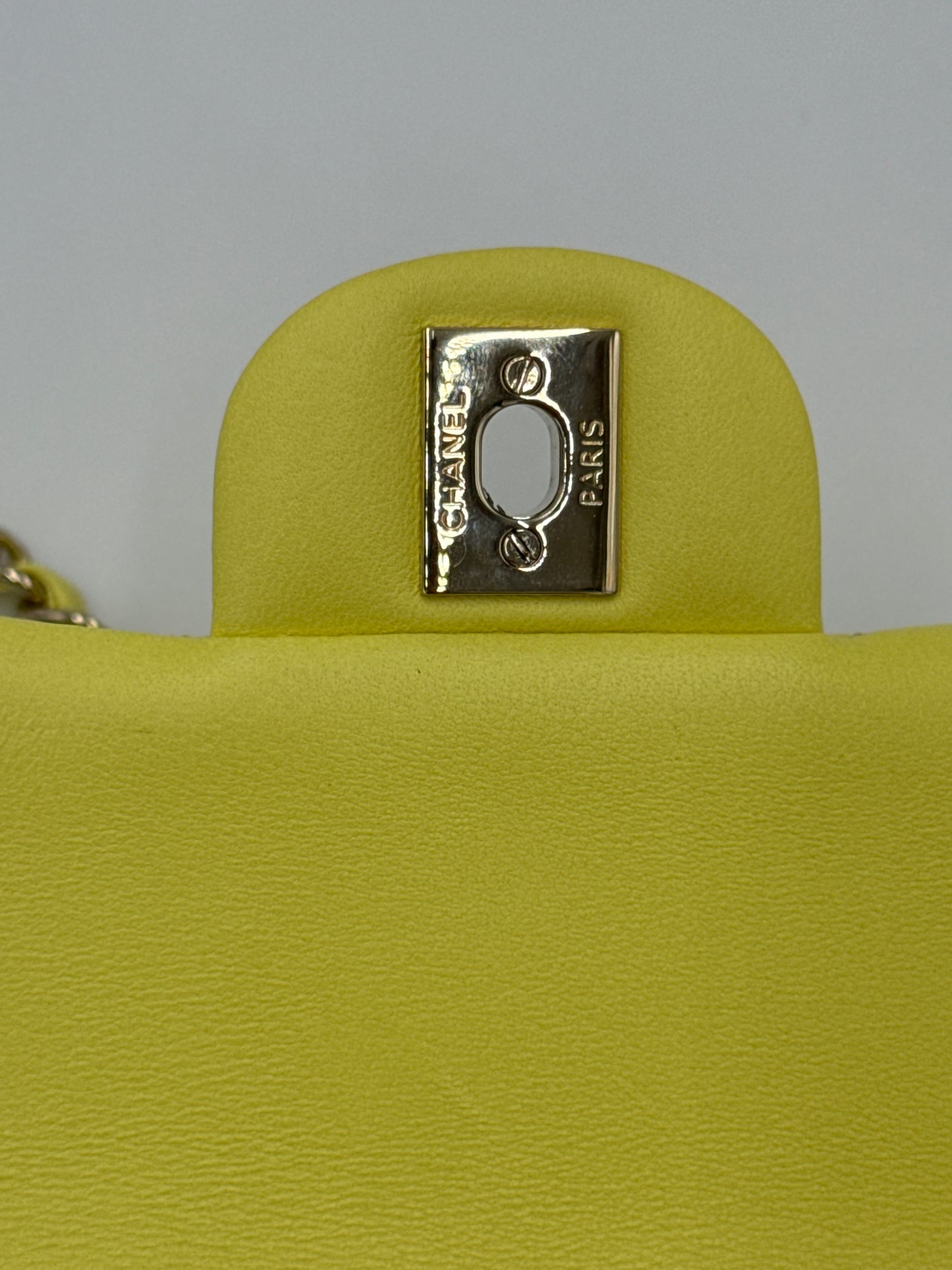 Chanel Borsa Classic Mini Rectangular Flap Bag Giallo Pastello