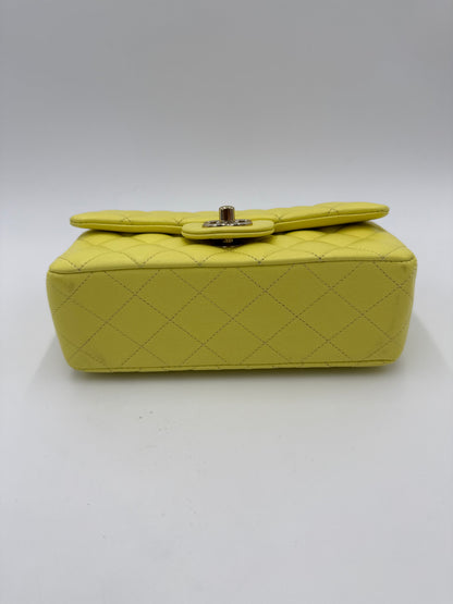 Chanel Borsa Classic Mini Rectangular Flap Bag Giallo Pastello