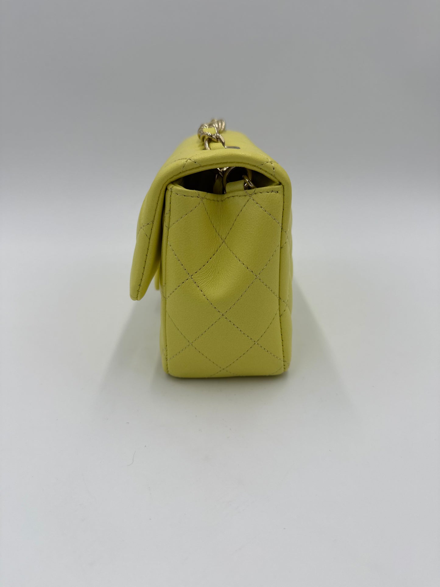 Chanel Borsa Classic Mini Rectangular Flap Bag Giallo Pastello