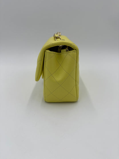 Chanel Borsa Classic Mini Rectangular Flap Bag Giallo Pastello