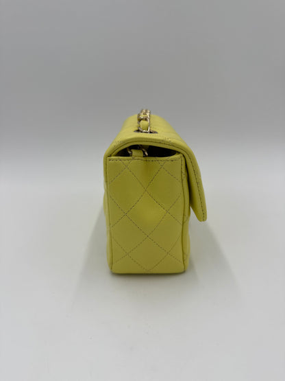 Chanel Borsa Classic Mini Rectangular Flap Bag Giallo Pastello