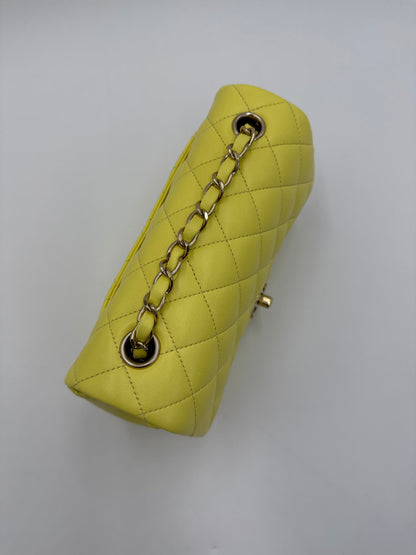Chanel Borsa Classic Mini Rectangular Flap Bag Giallo Pastello