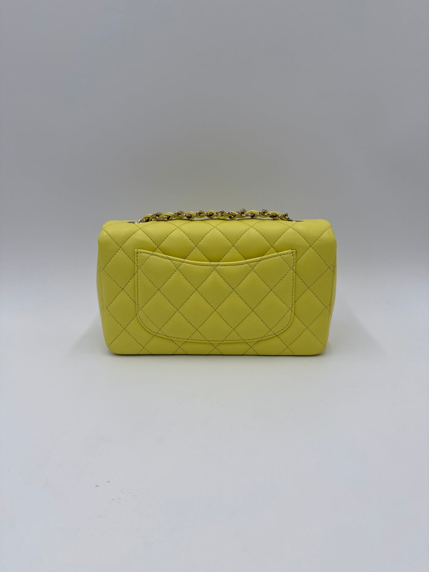 Chanel Borsa Classic Mini Rectangular Flap Bag Giallo Pastello
