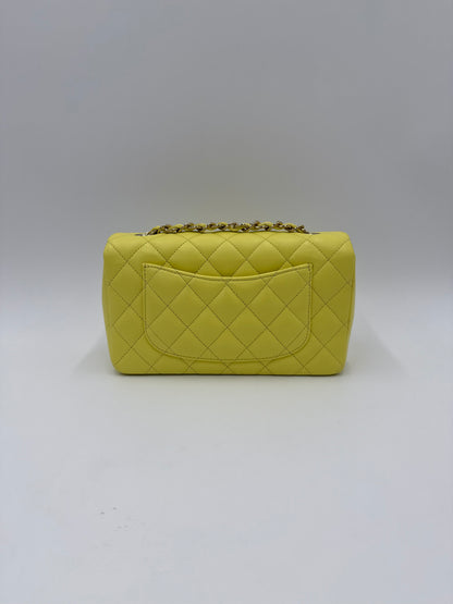 Chanel Borsa Classic Mini Rectangular Flap Bag Giallo Pastello