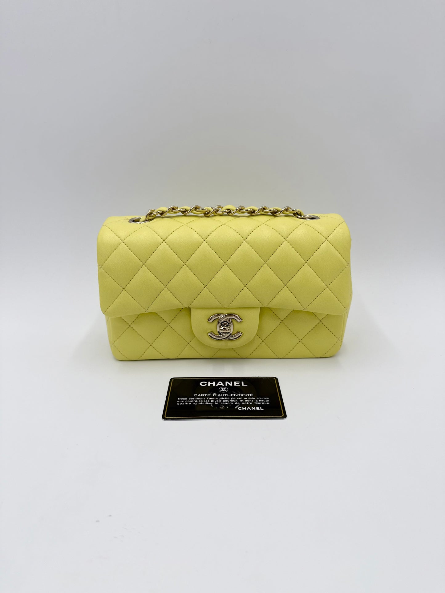 Chanel Borsa Classic Mini Rectangular Flap Bag Giallo Pastello