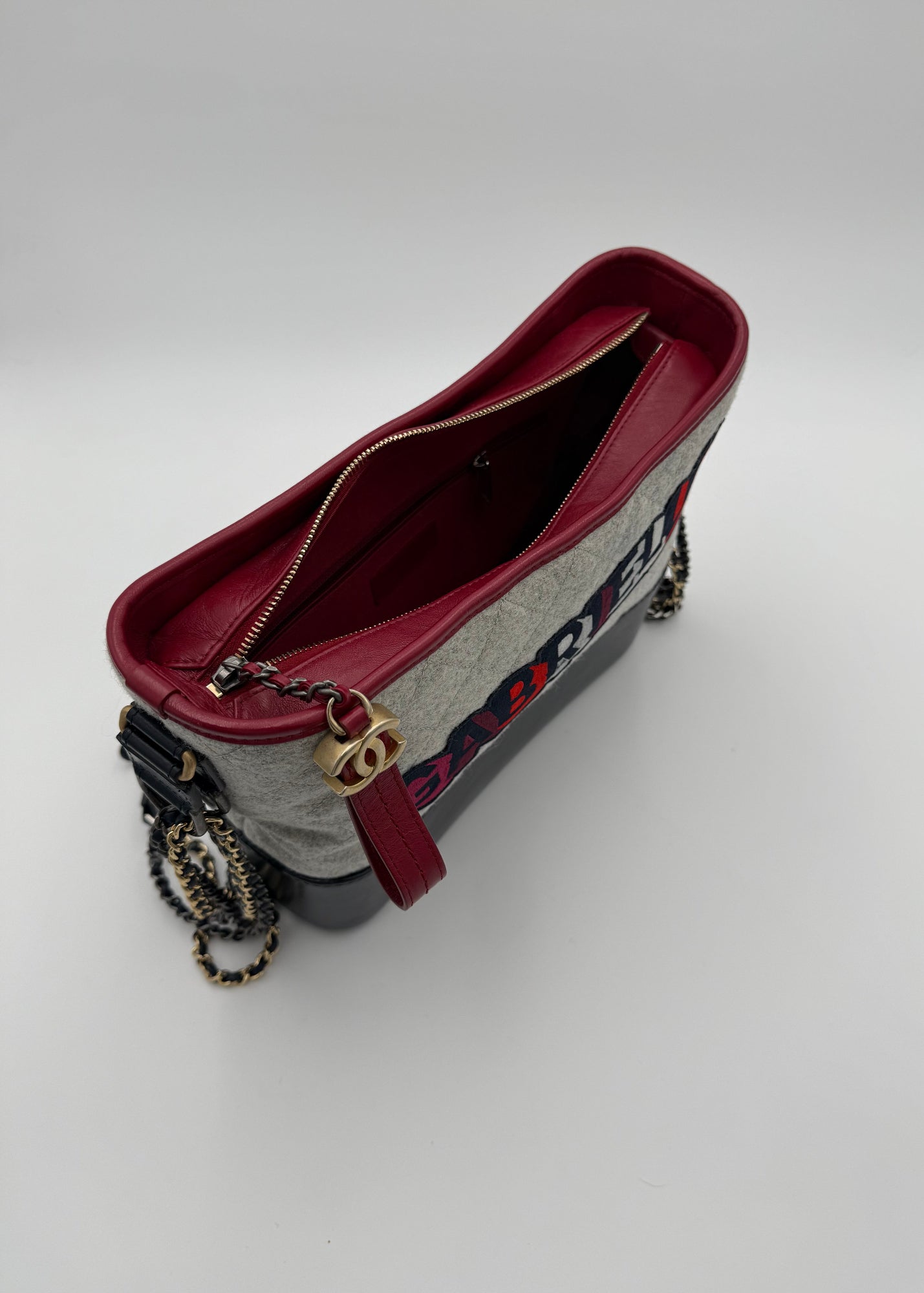 Chanel Borsa Gabrielle in Tweed Grigio e Pelle Blu