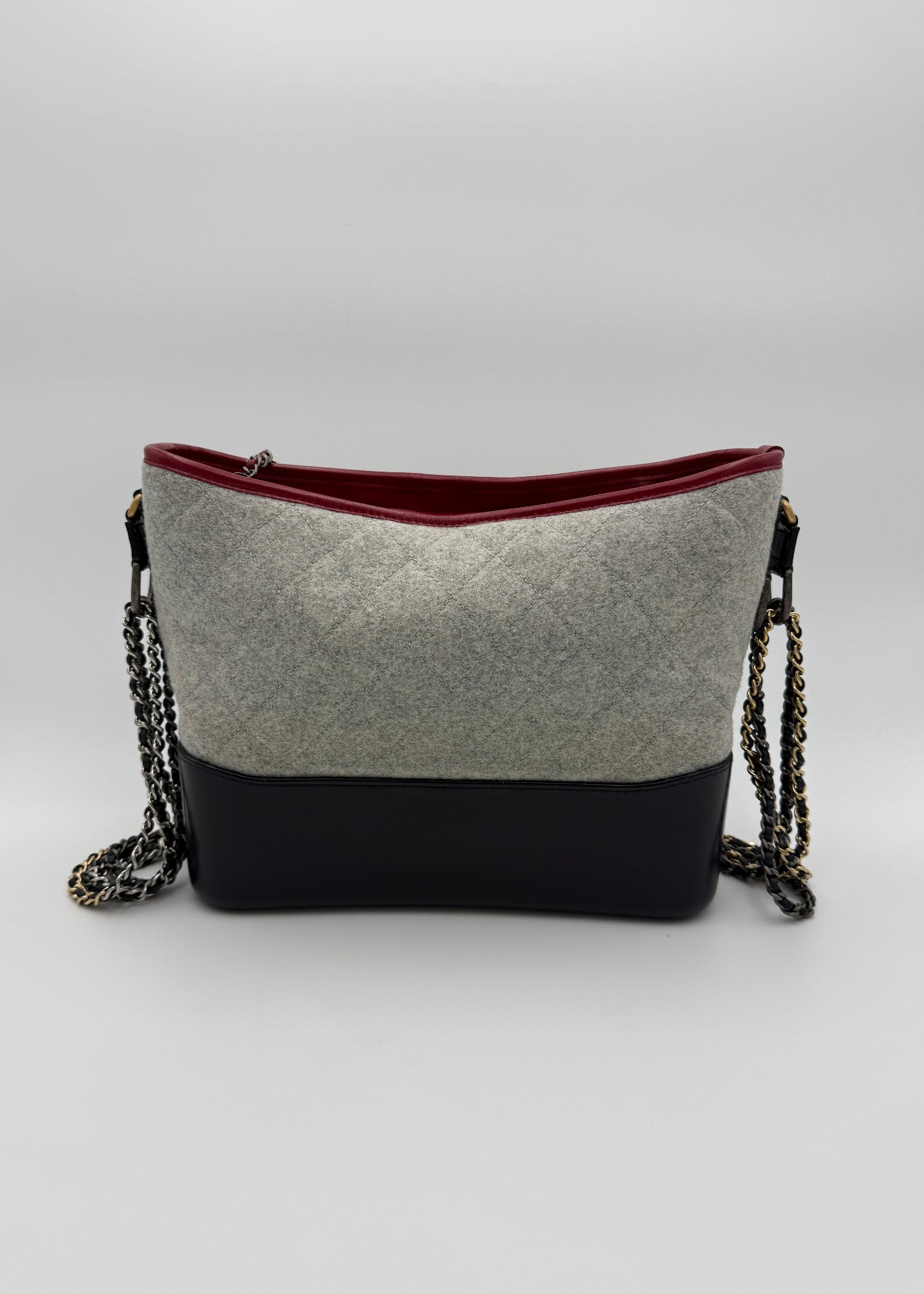 Chanel Borsa Gabrielle in Tweed Grigio e Pelle Blu