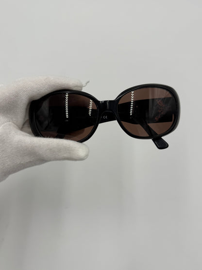 Chanel Occhiali da Sole Tondi con Camelie Neri - Pally Vintage Closet