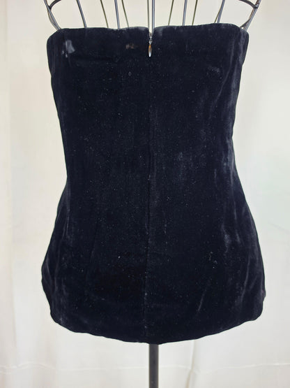 Chanel-Top-Vintage-Senza-Spalline-in-Velluto-Nero-70401927283012 - Pally Vintage Closet