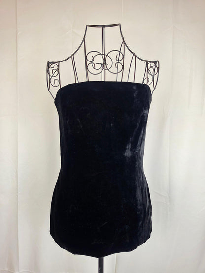 Chanel-Top-Vintage-Senza-Spalline-in-Velluto-Nero-70401927348548 - Pally Vintage Closet