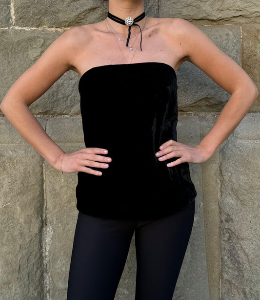 Chanel Top Vintage Senza Spalline in Velluto Nero - Pally Vintage Closet
