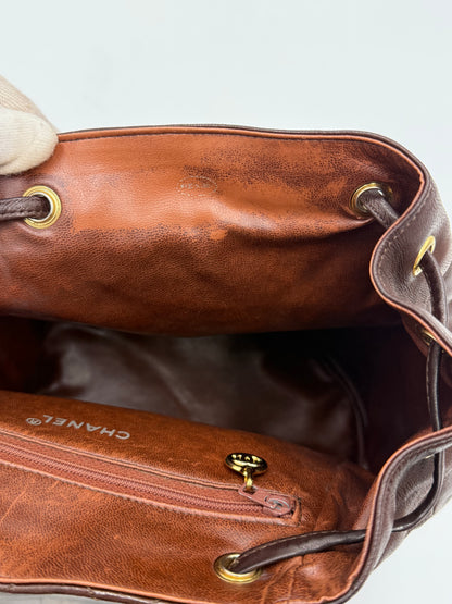 Chanel Zaino Vintage in Pelle Matelassé Marrone Scuro - Pally Vintage Closet