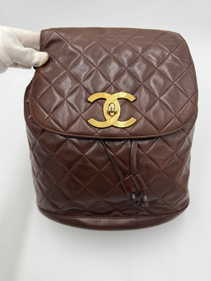 Chanel Zaino Vintage in Pelle Matelassé Marrone Scuro - Pally Vintage Closet