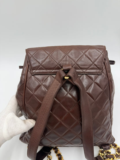 Chanel Zaino Vintage in Pelle Matelassé Marrone Scuro - Pally Vintage Closet