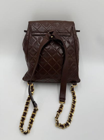 Chanel Zaino Vintage in Pelle Matelassé Marrone Scuro - Pally Vintage Closet