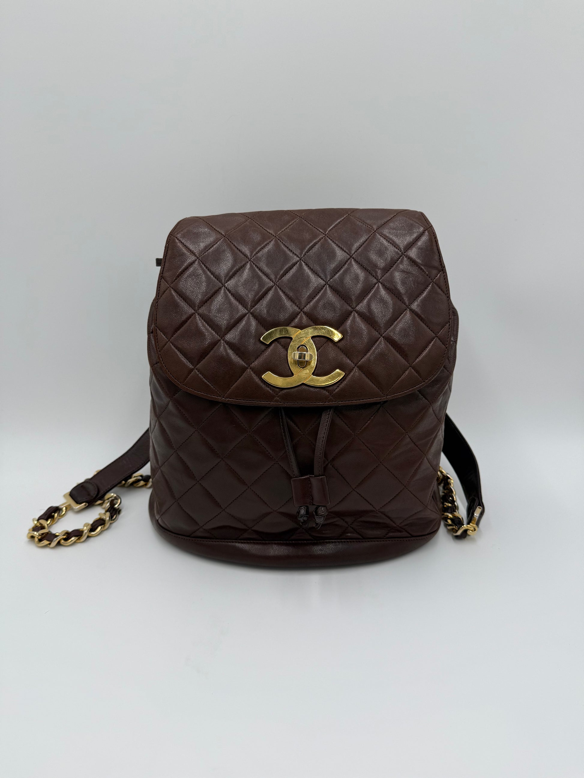 Chanel Zaino Vintage in Pelle Matelassé Marrone Scuro - Pally Vintage Closet