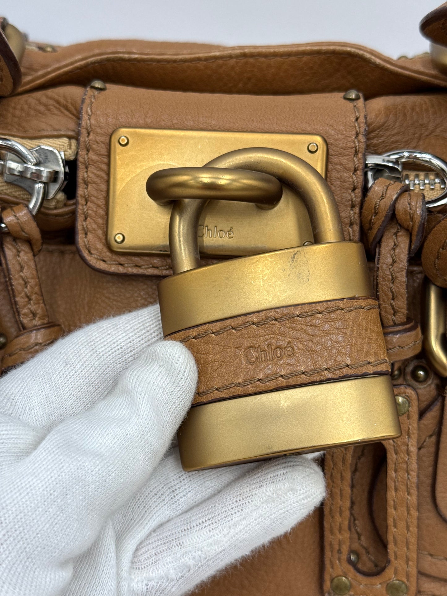 Chloé Borsa Paddington Vintage Media in Pelle Marrone Gazelle - Pally Vintage Closet