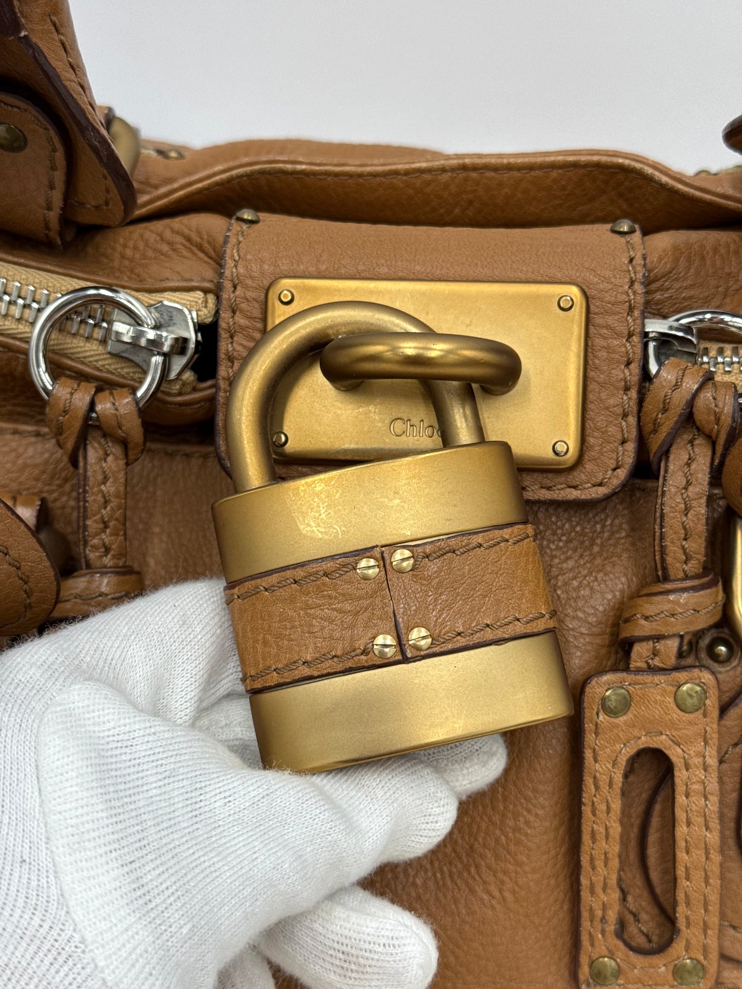 Chloé Borsa Paddington Vintage Media in Pelle Marrone Gazelle - Pally Vintage Closet