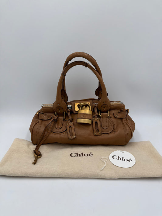 Chloé Borsa Paddington Vintage Media in Pelle Marrone Gazelle - Pally Vintage Closet