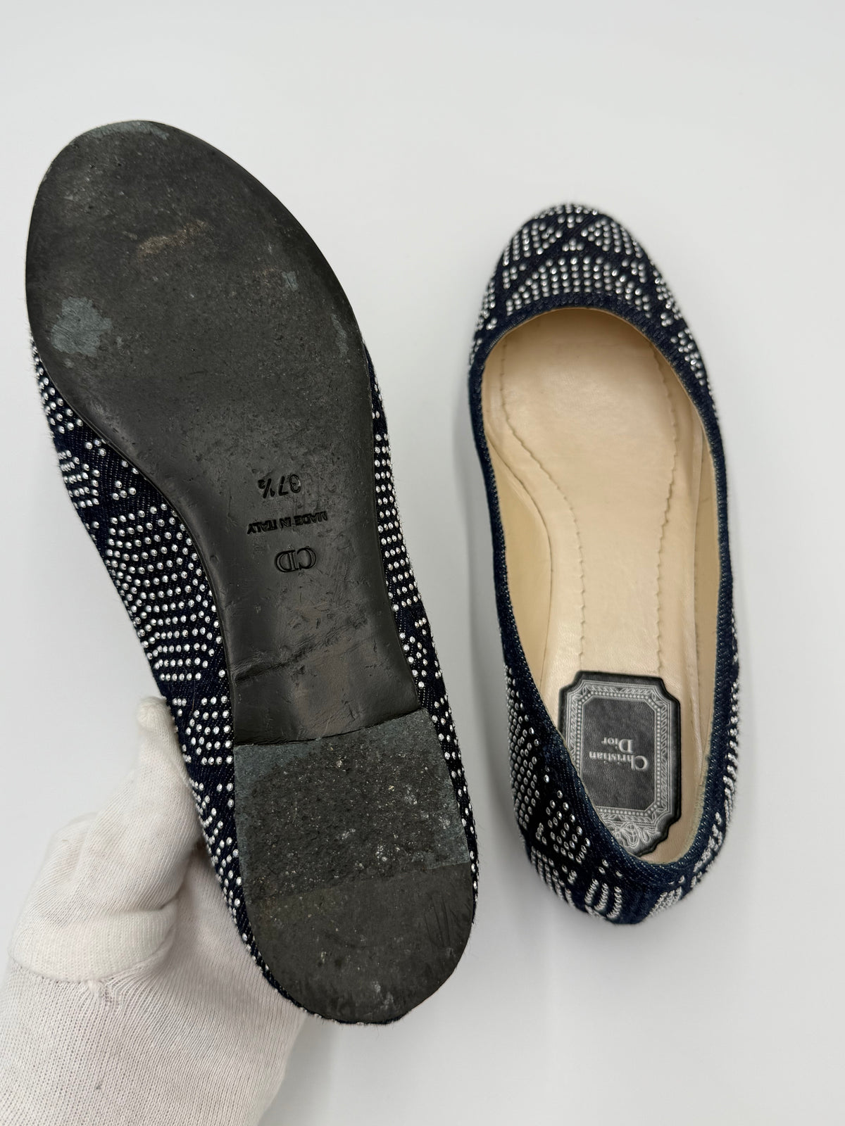 Christian Dior Ballerine Saga Vintage by John Galliano in Denim Blu Navy - Pally Vintage Closet