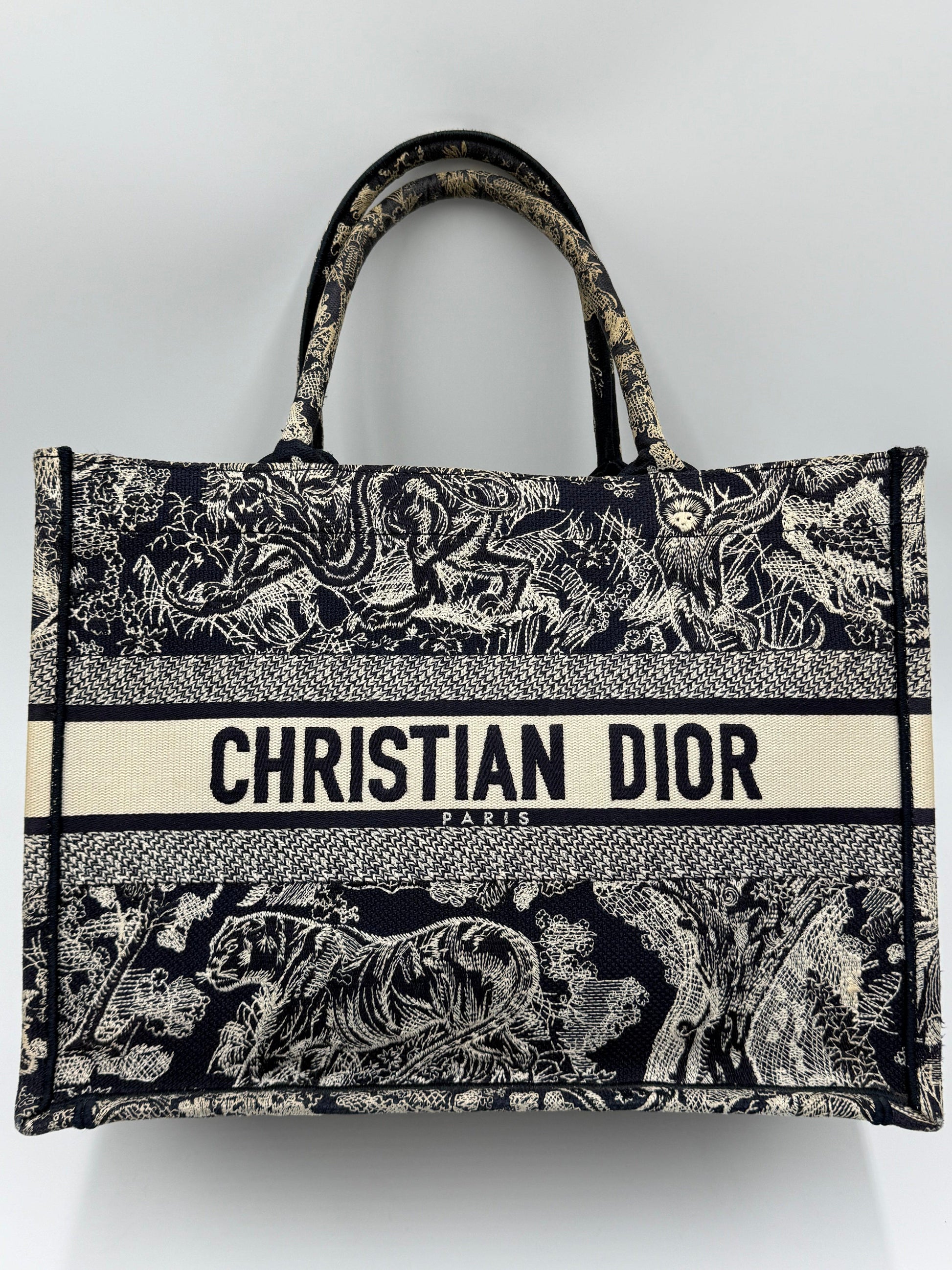 Christian-Dior-Borsa-Book-Tote-Toile-de-Jouy-Sauvage-Blu-Navy-e-Crema-70493927899460 - Pally Vintage Closet