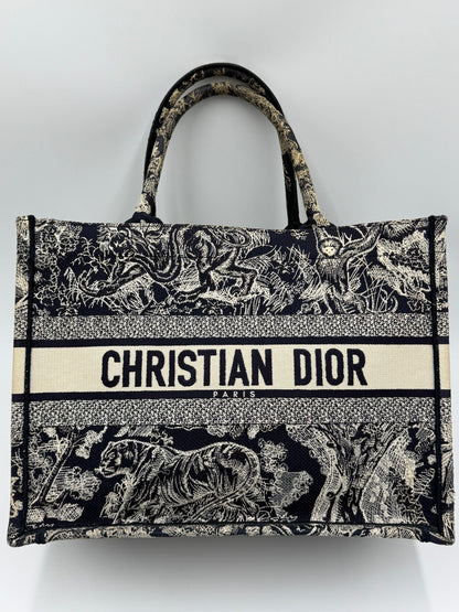 Christian-Dior-Borsa-Book-Tote-Toile-de-Jouy-Sauvage-Blu-Navy-e-Crema-70493927899460 - Pally Vintage Closet