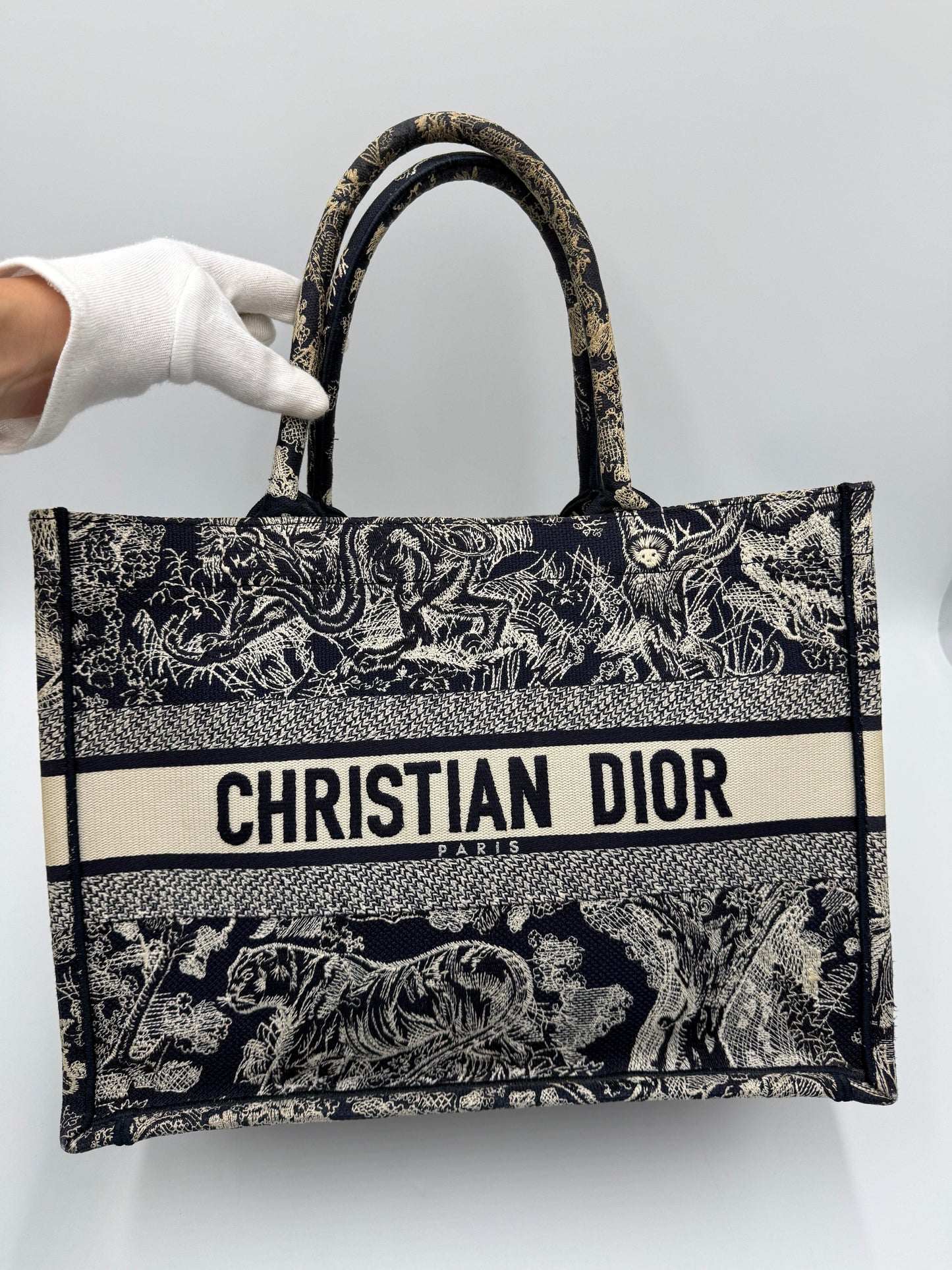 Christian-Dior-Borsa-Book-Tote-Toile-de-Jouy-Sauvage-Blu-Navy-e-Crema-70493928292676 - Pally Vintage Closet