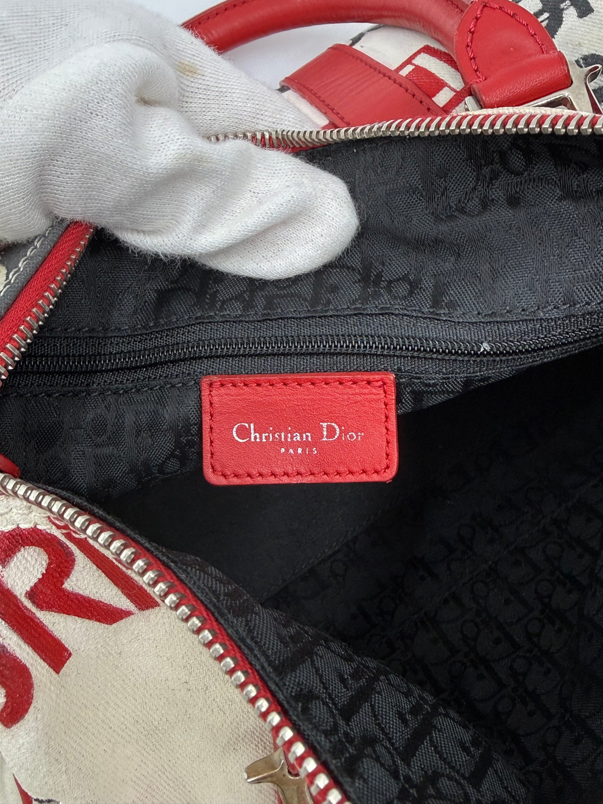 Christian Dior Borsa Hardcore Bowler John Galliano Bianca e Rossa - Pally Vintage Closet