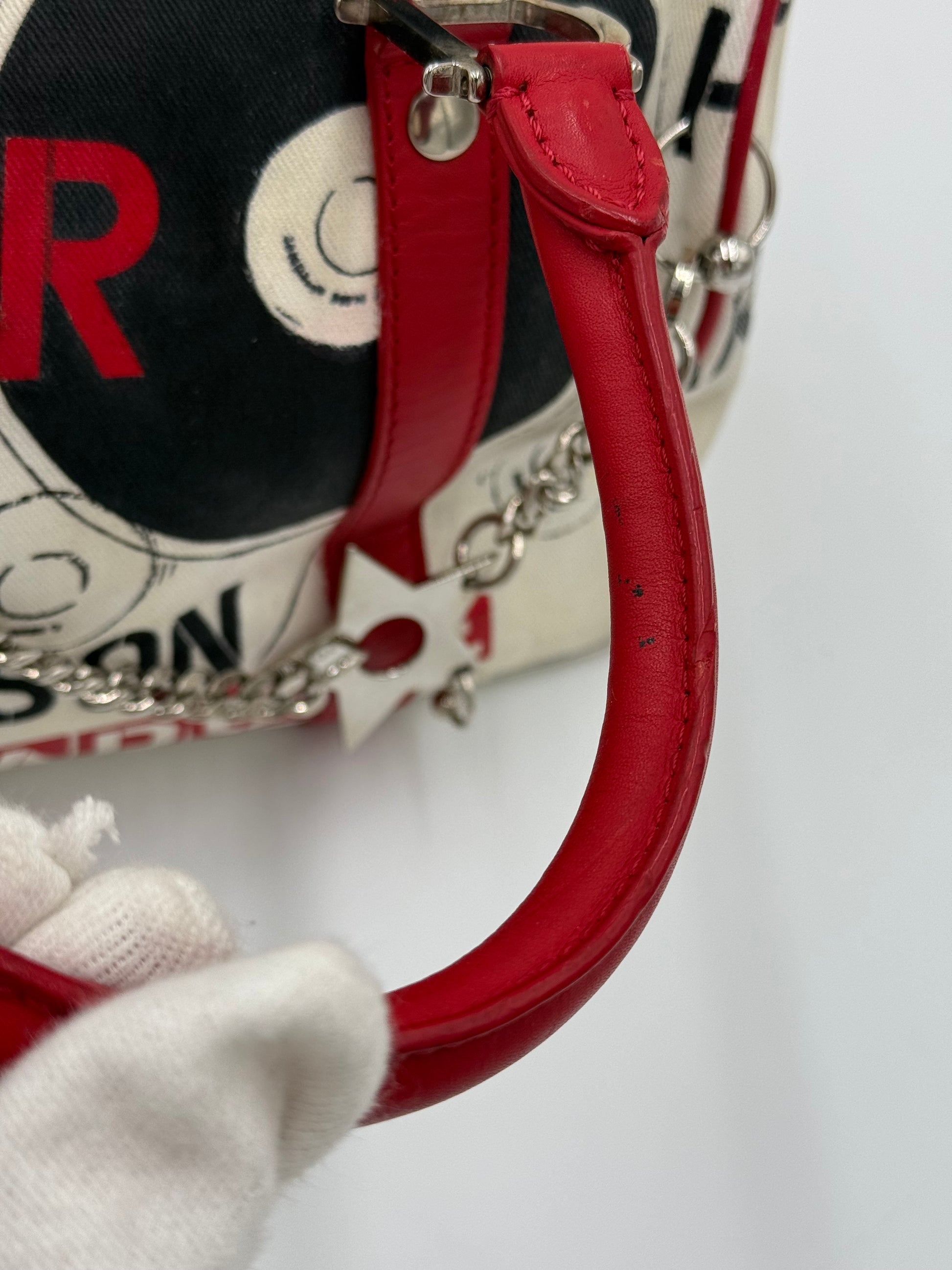 Christian Dior Borsa Hardcore Bowler John Galliano Bianca e Rossa - Pally Vintage Closet