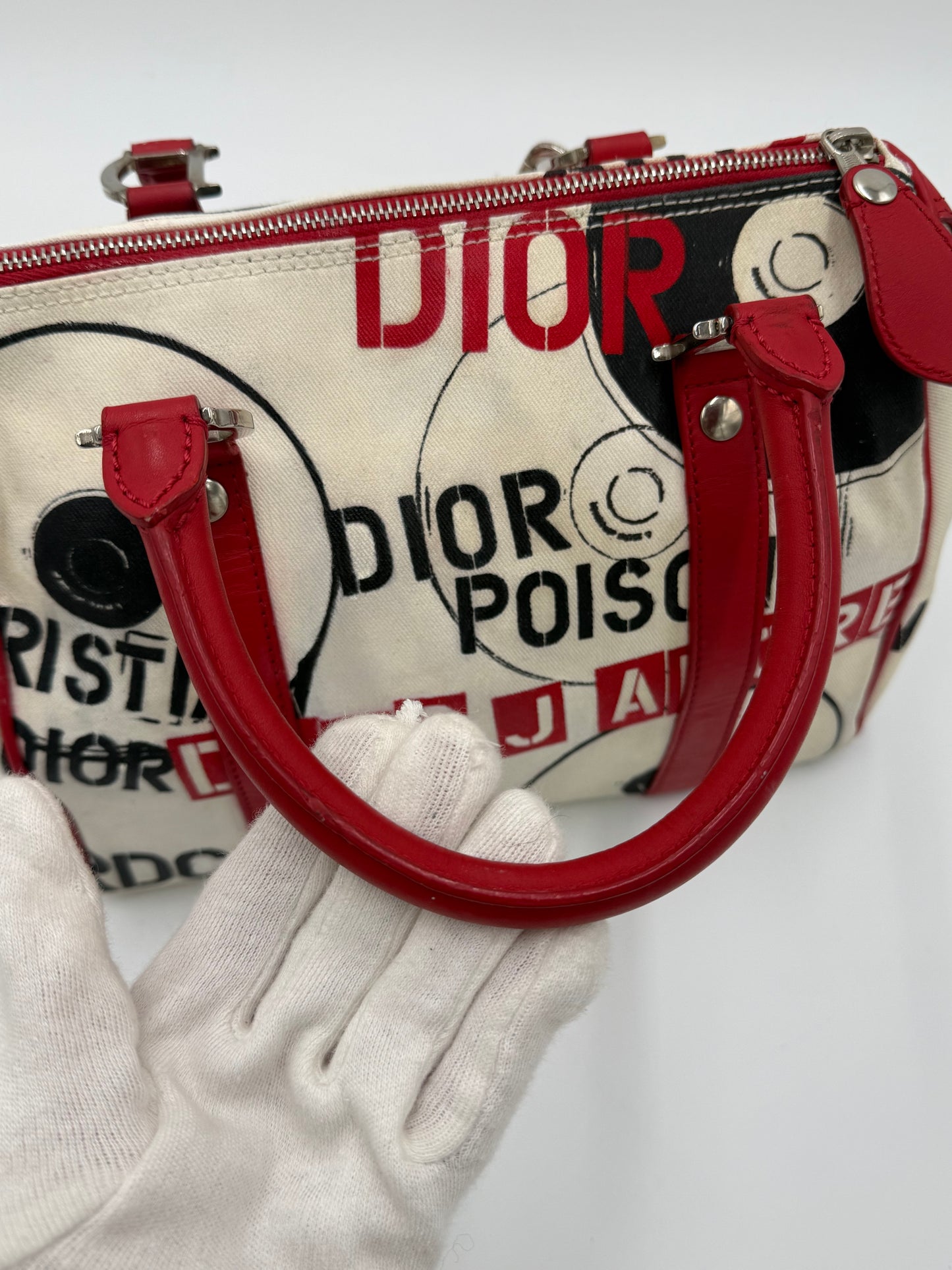 Christian Dior Borsa Hardcore Bowler John Galliano Bianca e Rossa - Pally Vintage Closet