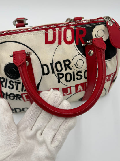 Christian Dior Borsa Hardcore Bowler John Galliano Bianca e Rossa - Pally Vintage Closet