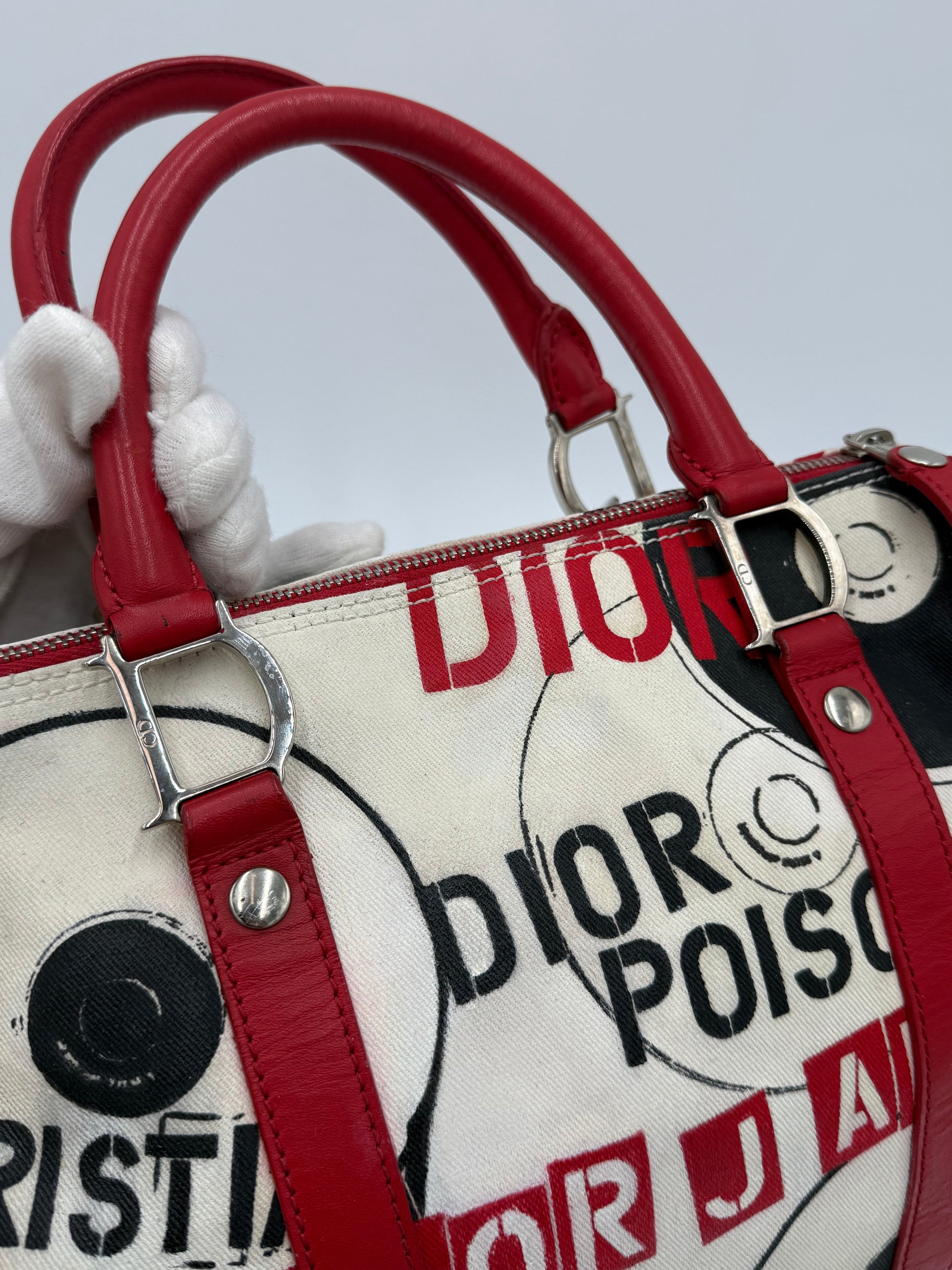 Christian Dior Borsa Hardcore Bowler John Galliano Bianca e Rossa - Pally Vintage Closet