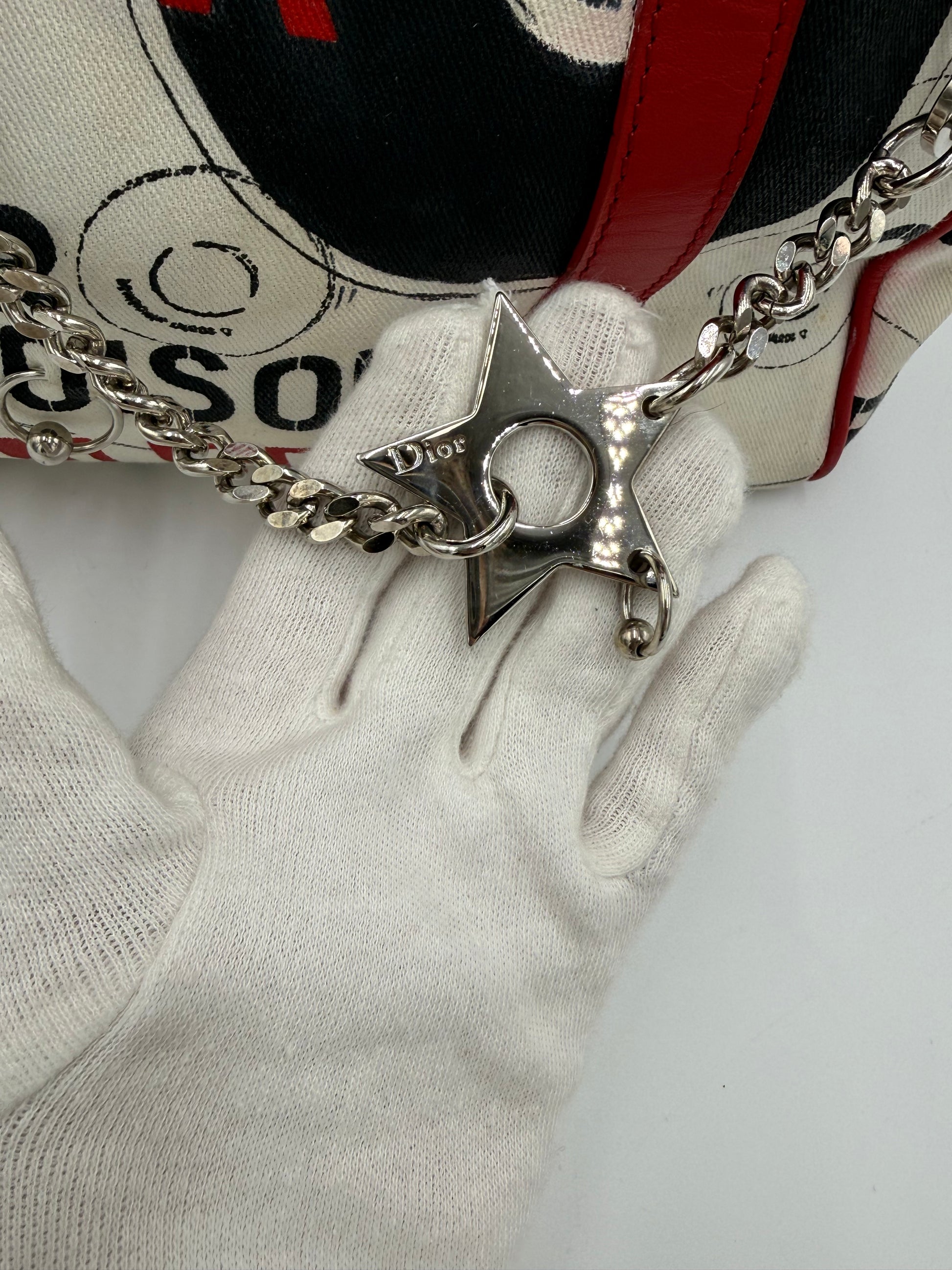 Christian Dior Borsa Hardcore Bowler John Galliano Bianca e Rossa - Pally Vintage Closet