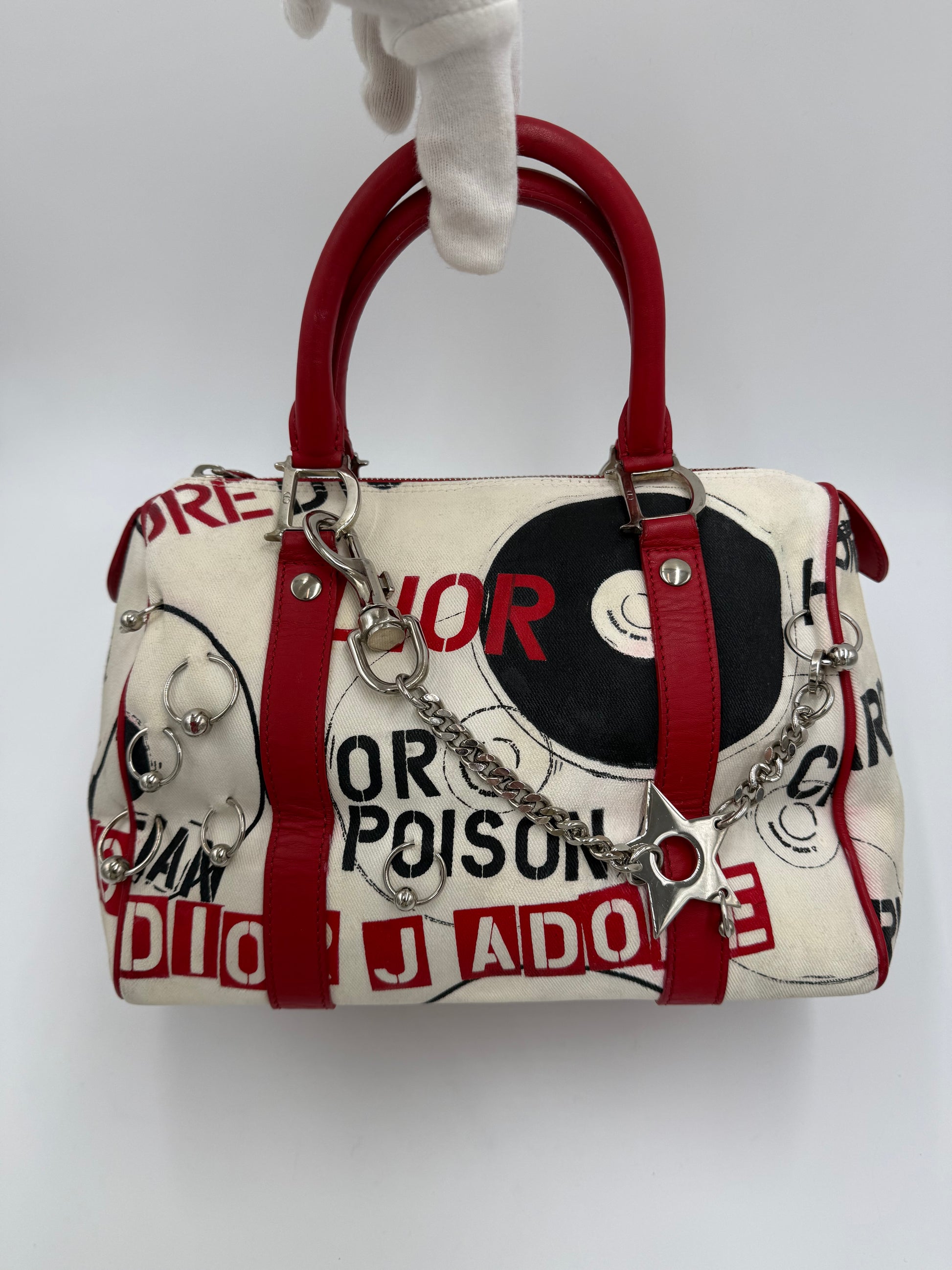 Christian Dior Borsa Hardcore Bowler John Galliano Bianca e Rossa - Pally Vintage Closet