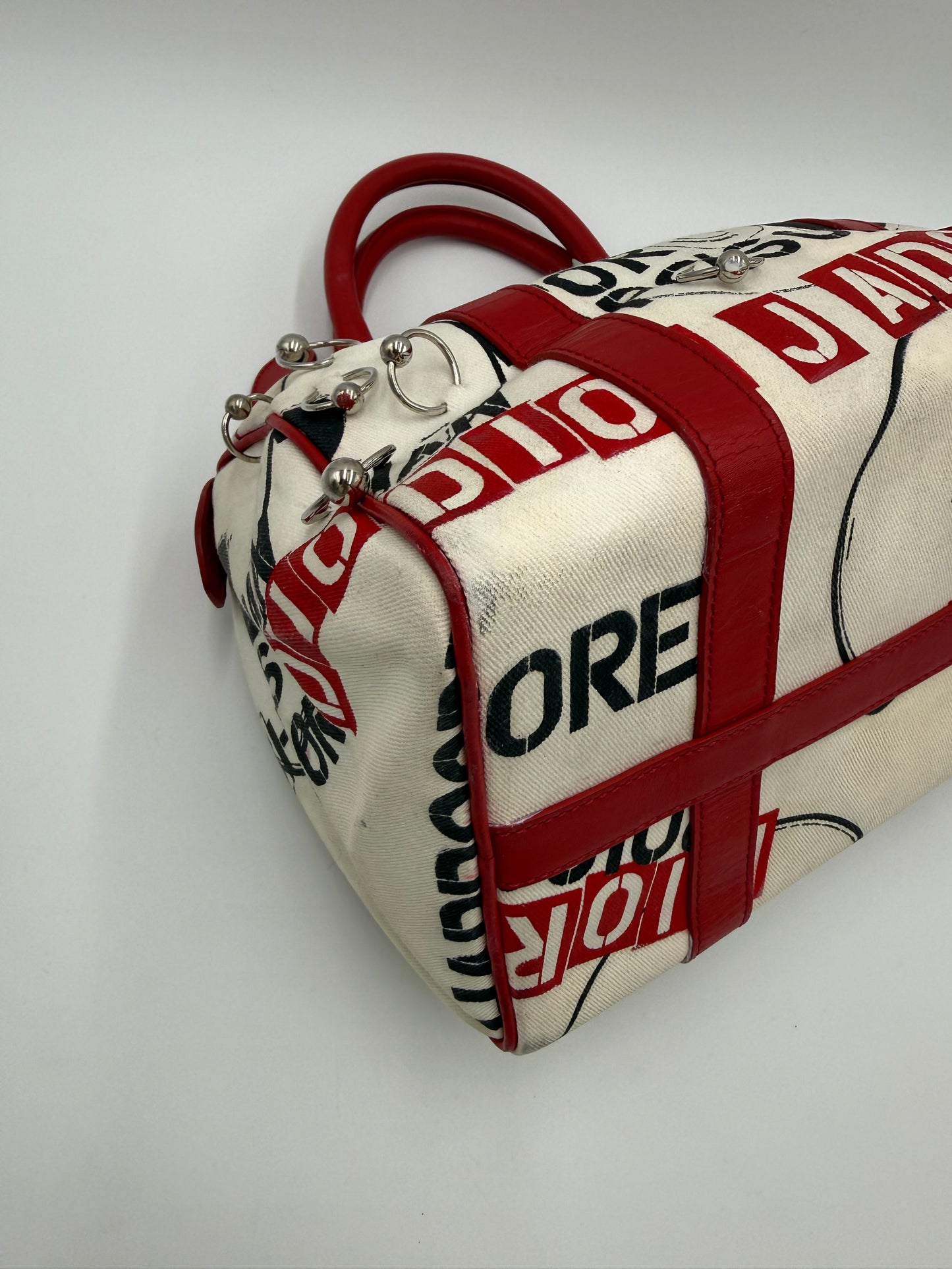 Christian Dior Borsa Hardcore Bowler John Galliano Bianca e Rossa - Pally Vintage Closet