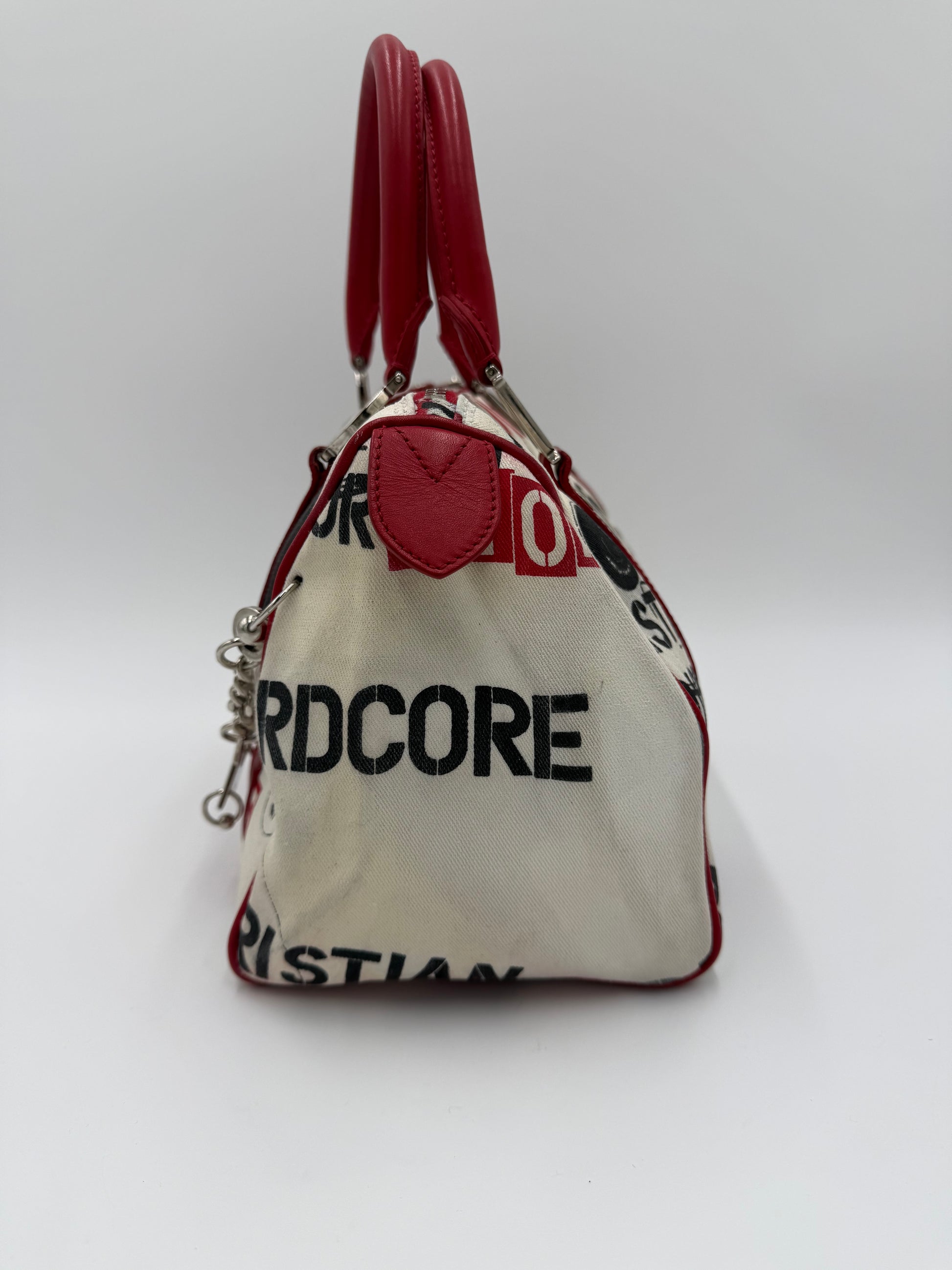 Christian Dior Borsa Hardcore Bowler John Galliano Bianca e Rossa - Pally Vintage Closet