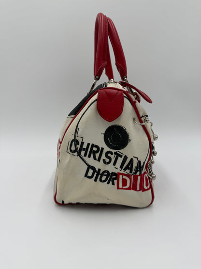 Christian Dior Borsa Hardcore Bowler John Galliano Bianca e Rossa - Pally Vintage Closet