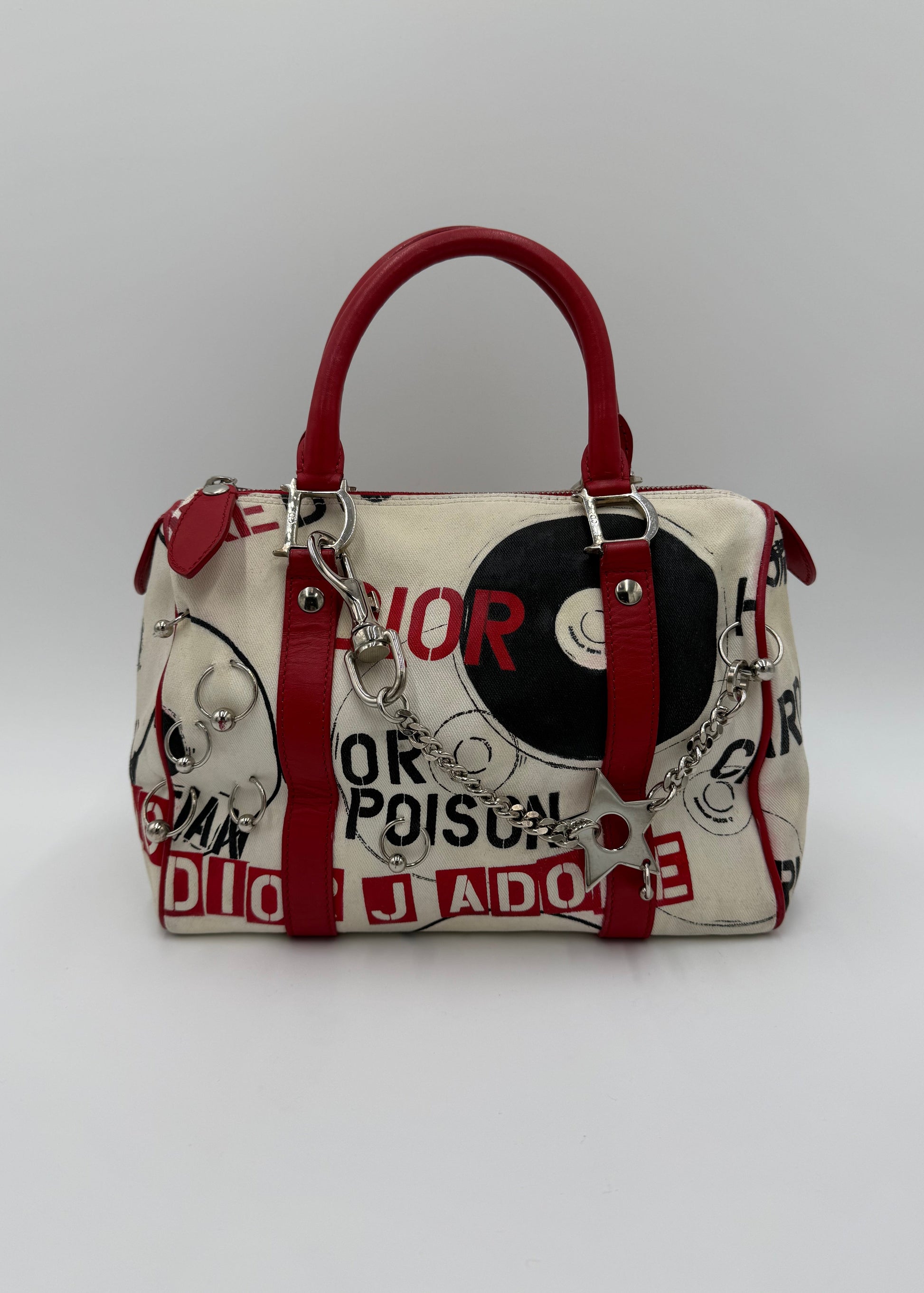 Christian Dior Borsa Hardcore Bowler John Galliano Bianca e Rossa - Pally Vintage Closet