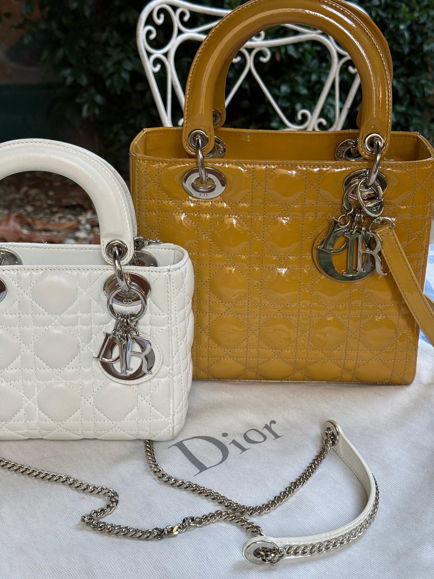 Christian Dior Borsa Lady Dior Mini in Pelle Cannage Bianco - Pally Vintage Closet