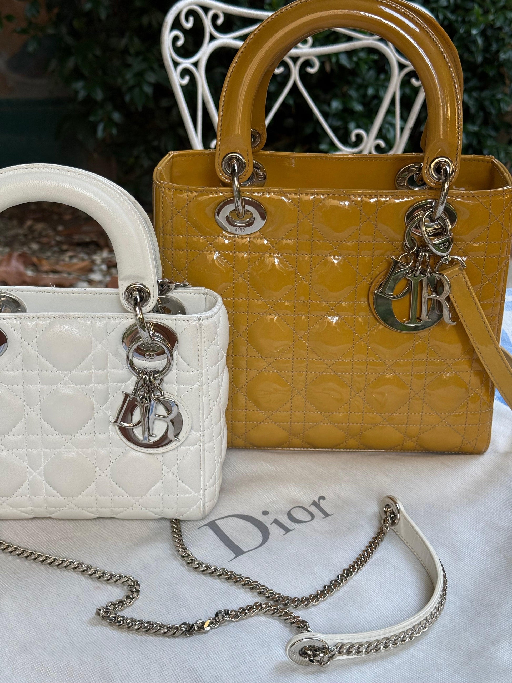 Christian Dior Borsa Lady Dior Mini in Pelle Cannage Bianco - Pally Vintage Closet