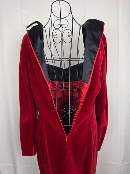 Christian-Dior-Coordonn-s-Abito-Vintage-in-Velluto-Rosso-Cremisi-70263498768708 - Pally Vintage Closet